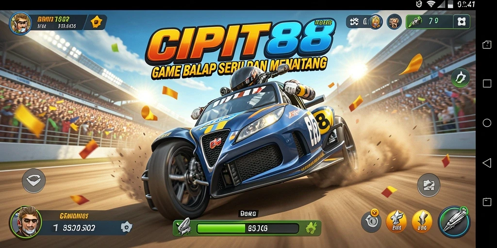 Tampilan gameplay balap yang seru dan mendebarkan di CIPIT88.