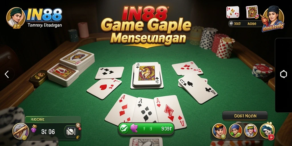 Tampilan gameplay IN88 yang menampilkan keseruan Gaple.
