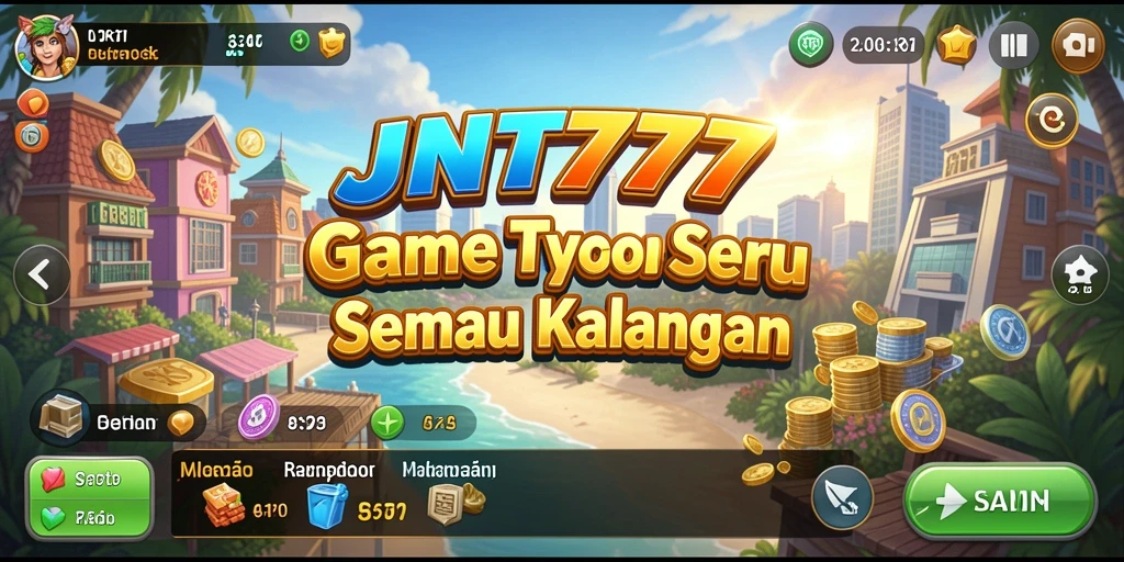 Tangkapan layar gameplay JNT777 menampilkan pengelolaan bisnis Tycoon yang seru.