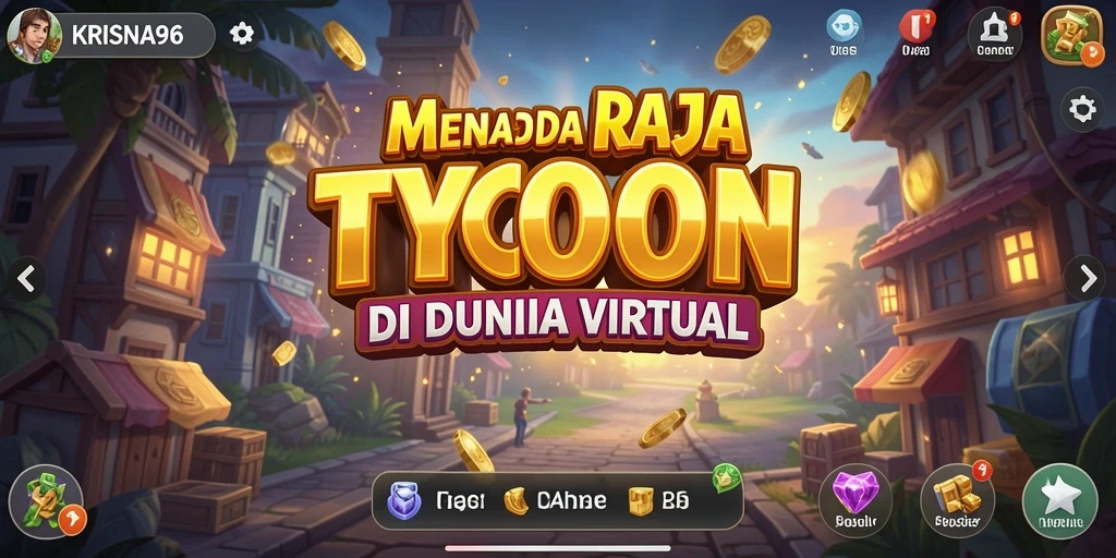 Tampilan gameplay <strong>KRISNA96</strong> menunjukkan aksi manajemen bisnis yang seru.