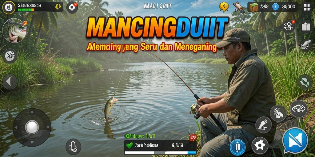 Tangkapan ikan yang seru dalam gameplay MANCINGDUIT.