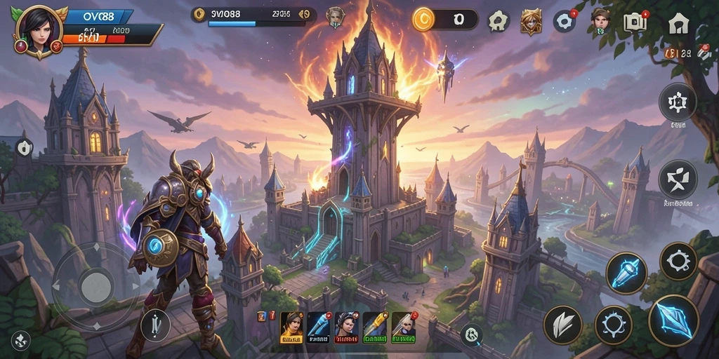 Tampilan gameplay menarik dalam OVO88 yang menampilkan strategi Tower Defense.