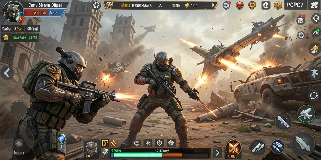 Tampilan gameplay PCPC7 yang menegangkan dalam pertempuran strategis.