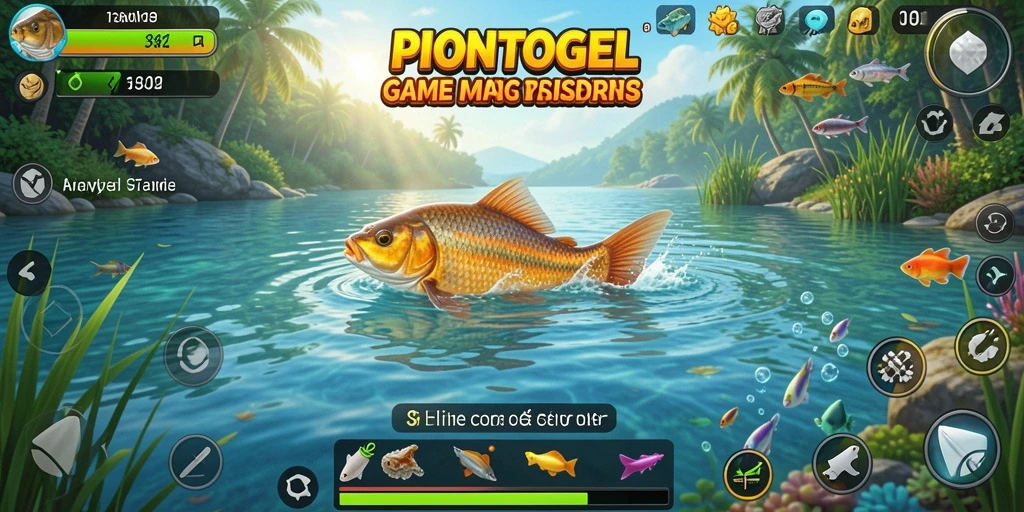 Screenshot gameplay PIONTOGEL yang menampilkan aksi memancing seru.