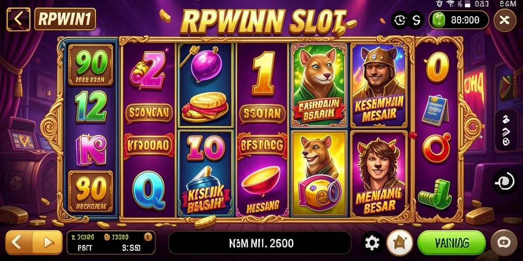 Screenshot gameplay RPWIN1 yang menunjukkan suasana menarik dan grafis slot.