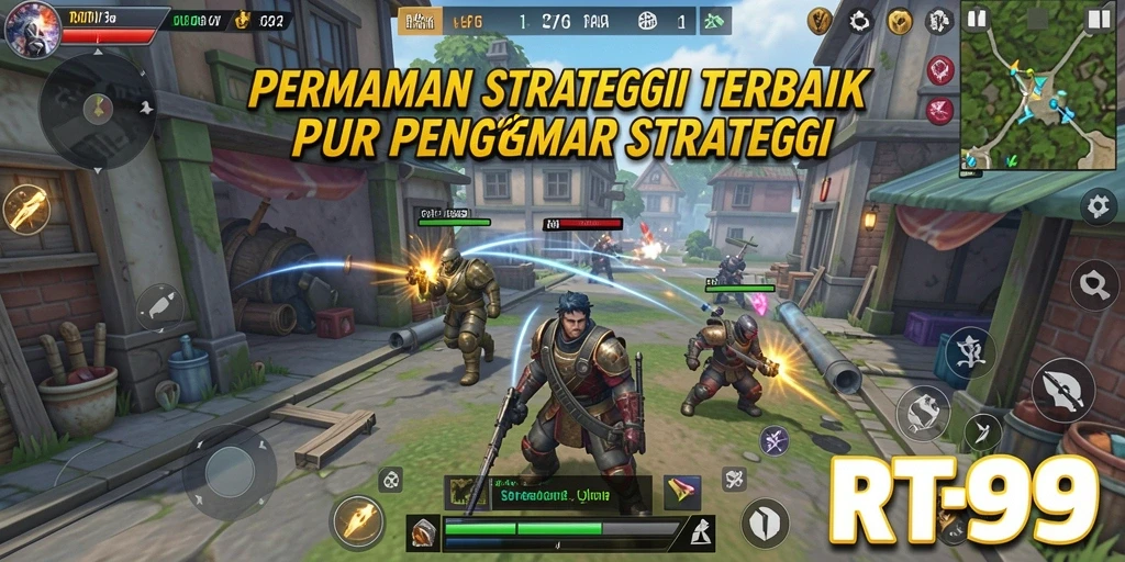 Tampilan screenshot RT99 yang menunjukkan gameplay strategi yang menegangkan.