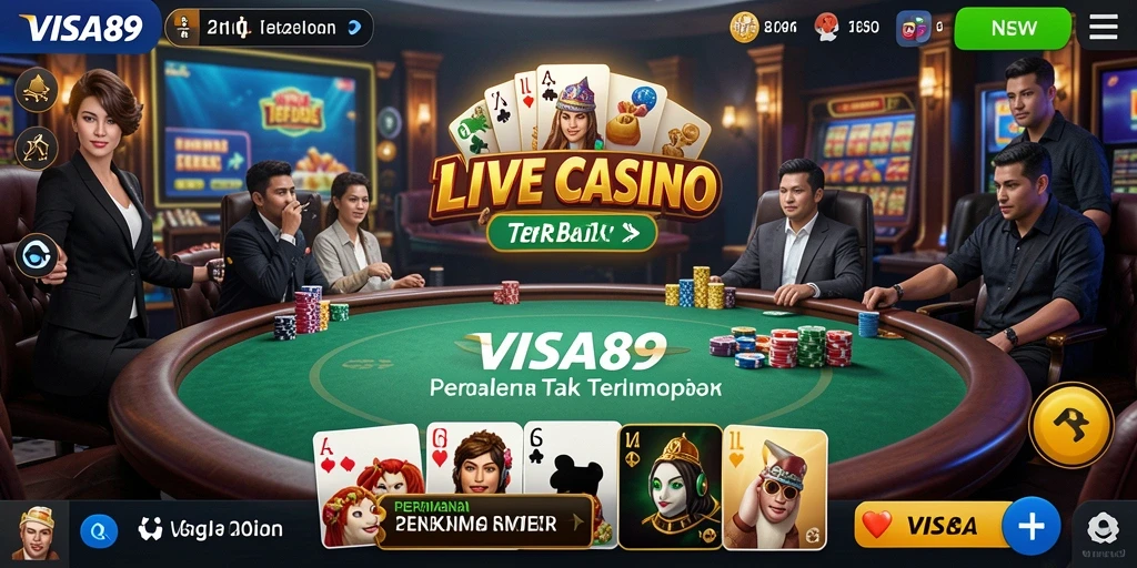 Screenshot gameplay <strong>VISA89</strong> dengan dealer langsung yang mengesankan.